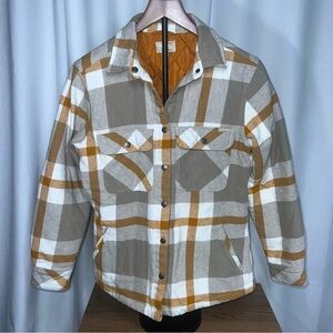 Born Primitive Timber Plaid Quilted Jacket Orange Tan Shacket Size Small